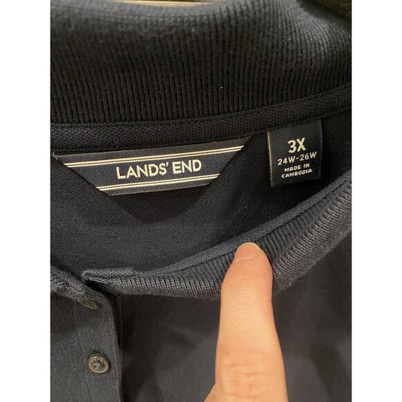 Lands End Shirt Womens Sz 3X Cotton Navy Blue Basic Casual Polo Pullover 24W-26W - Picture 3 of 8